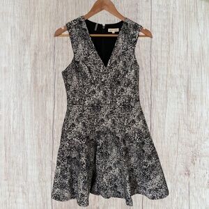 Rebecca Taylor Black White Fit and Flare Jacquard Dress Size 8